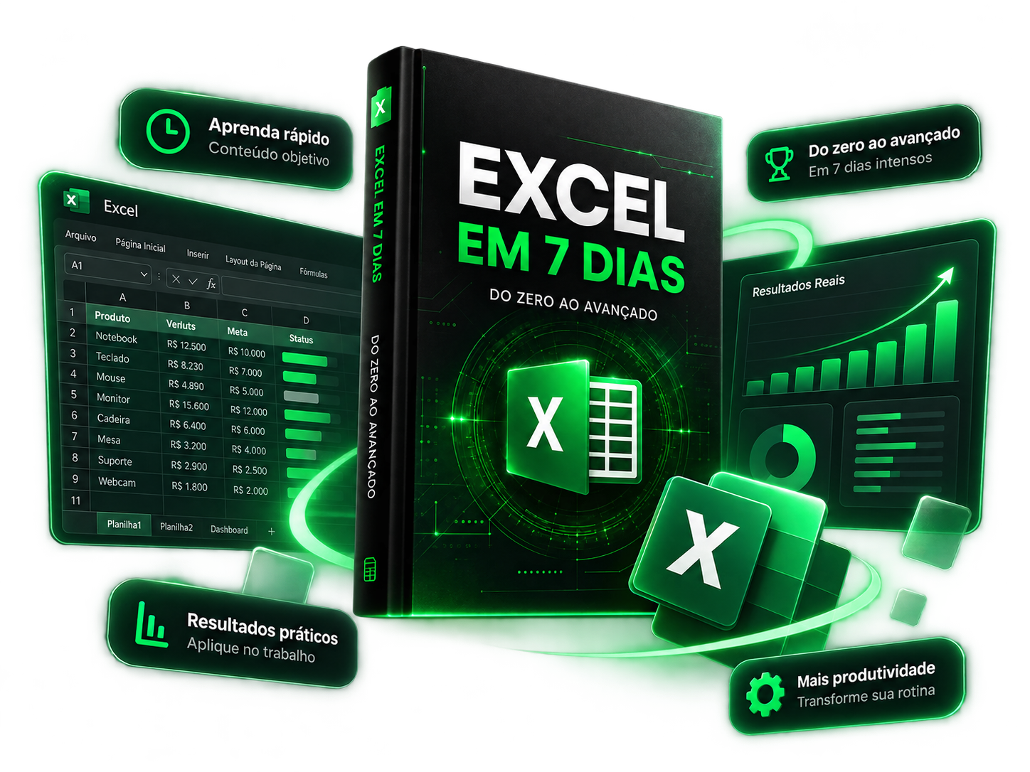 Excel em 7 Dias com planilha, dashboard e benefícios práticos