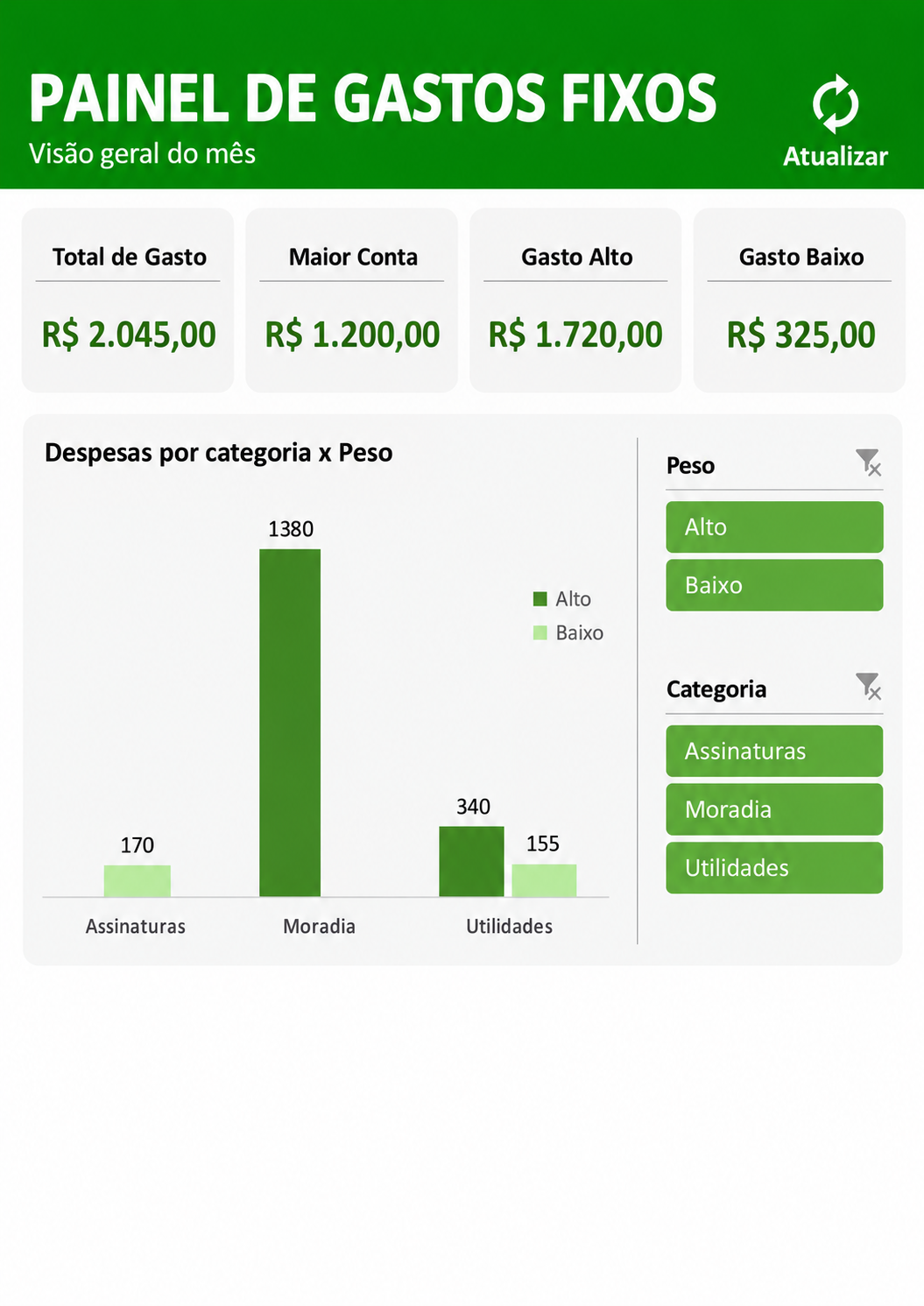 Miniatura da planilha gratuita Controle de Gastos